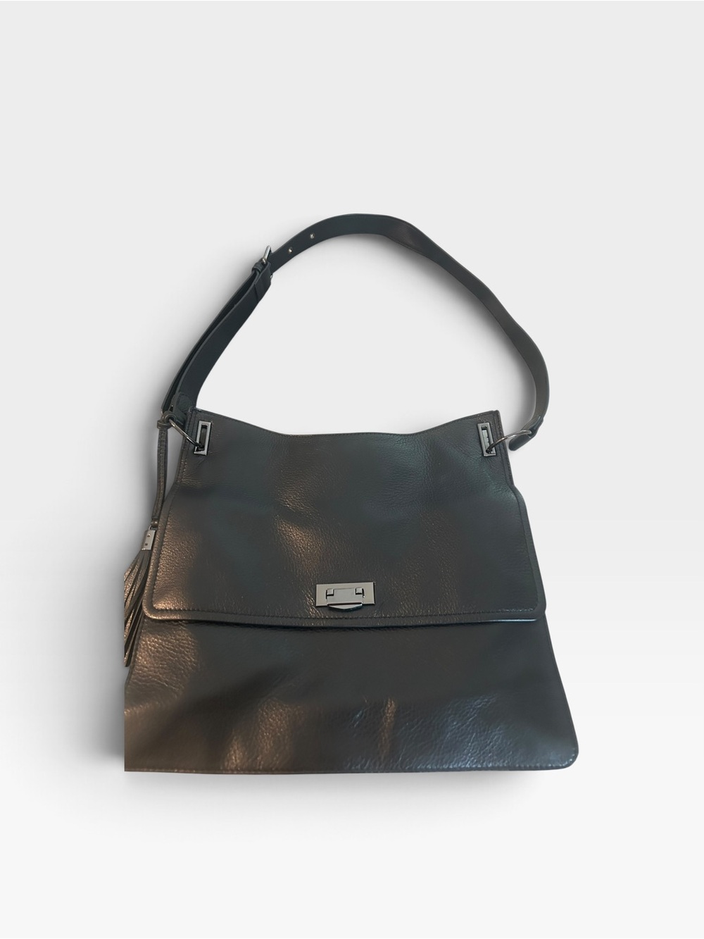 Rachel Classic Black Leather Shoulder Bag